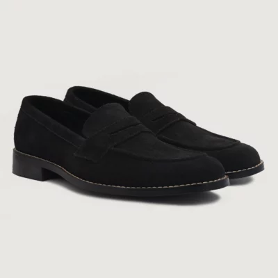 Baxton Black Suede Leather Loafers