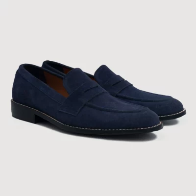 Baxton Blue Suede Leather Loafers