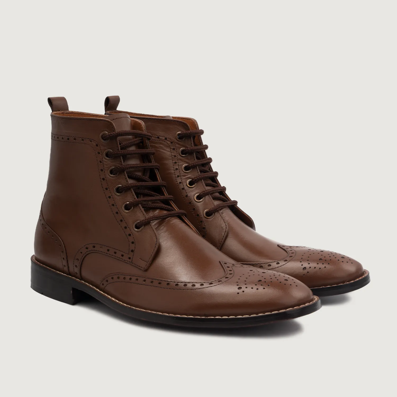 Duster Brogues Derby Brown Leather Boots