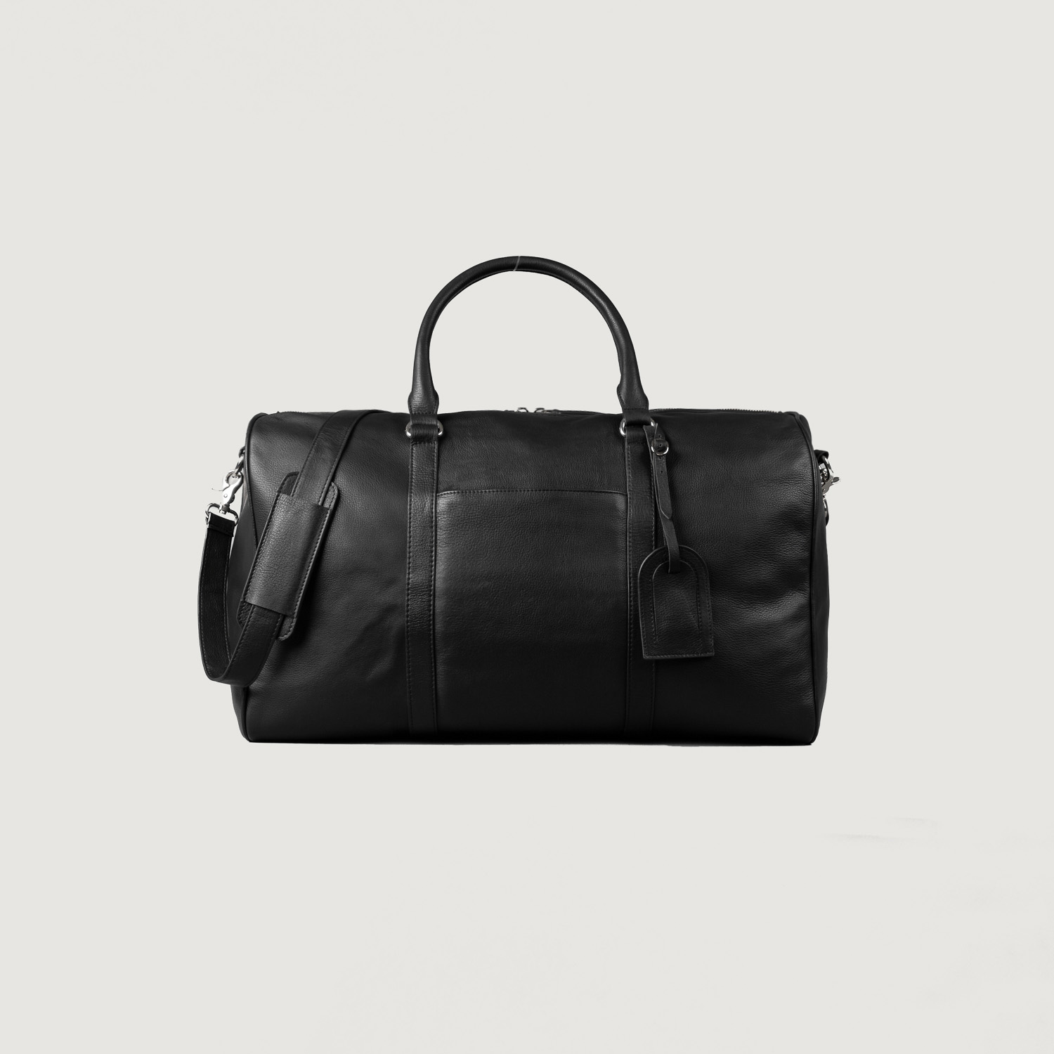 The Darrio Black Leather Duffle Bag
