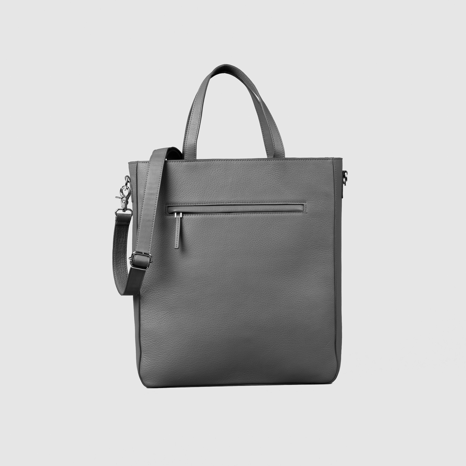 The Poet Grey Leather Tote Bag

