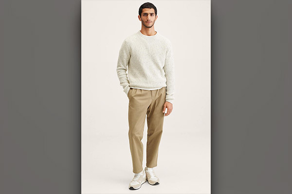 V-neck Sweater + Loafers with khaki pants