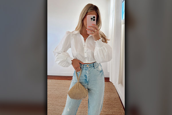 White Crop Top and Jeans