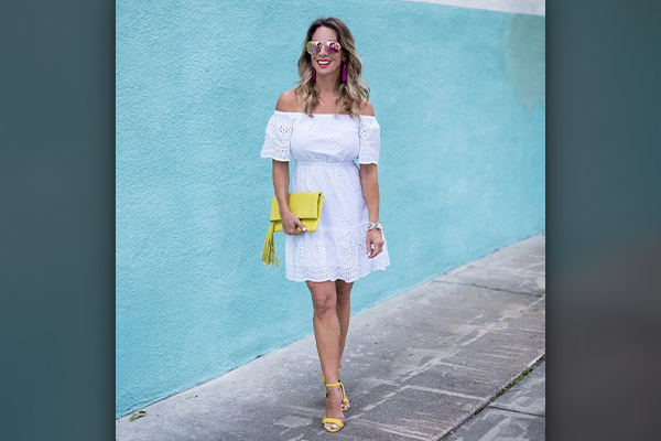 White Dress With Yellow Shoes