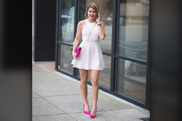 White Dress With Pink Shoes