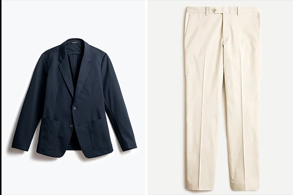 Navy Blazer + Neutral Trousers 