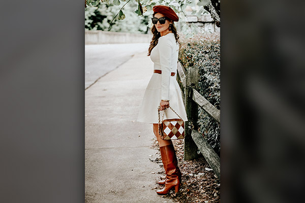 White Dress With Brown Shoes