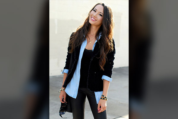 Black Corduroy Jacket with Black Denim Shirt