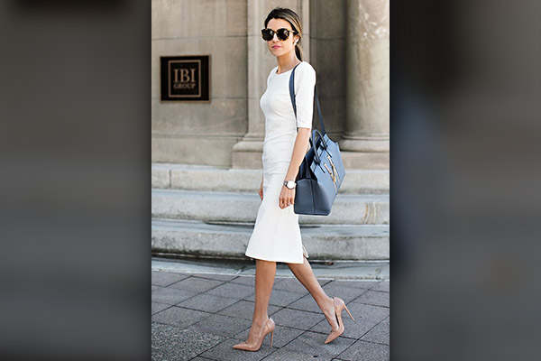 White Dress With Nude Shoes
