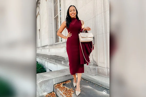 Burgundy dress with store rose gold shoes