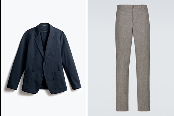 Navy Blazer + Grey Trousers