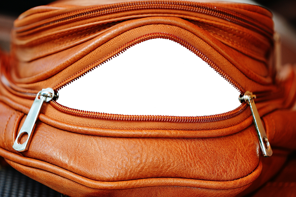 Inside of leather bag