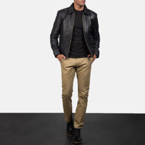 black leather jacket