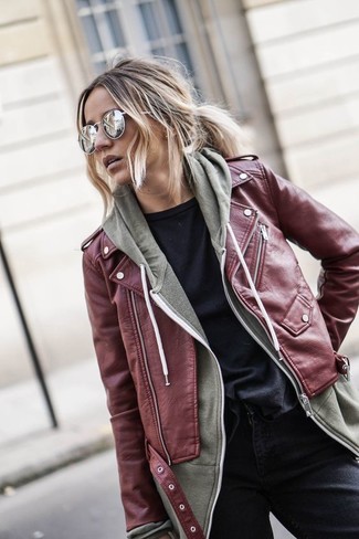 Outfit Ideas for a Classy Burgundy Leather Jacket Burgundy Leather Jacket