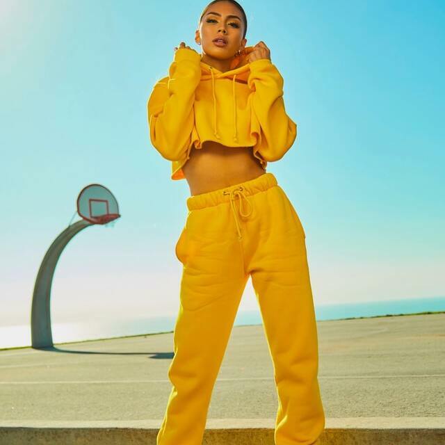 yellow two piece matching outfit for a baddie look.