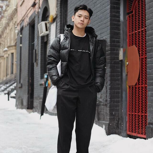 Korean man wearing a down jacket