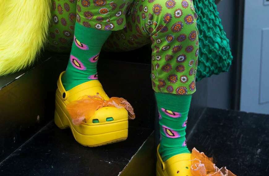 yellow crocs outfit