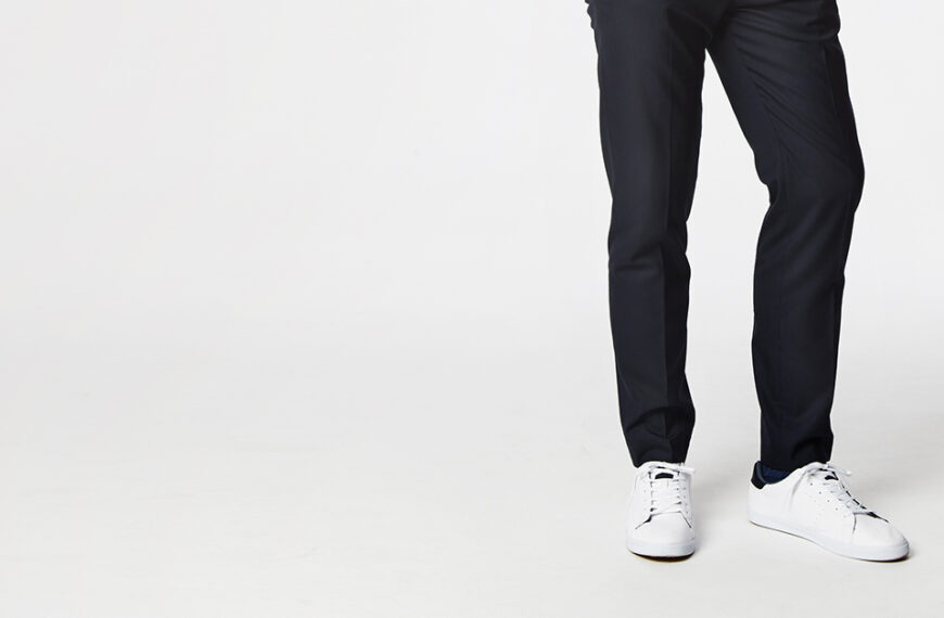 Explore the right way to wear dress pants with sneakers. 