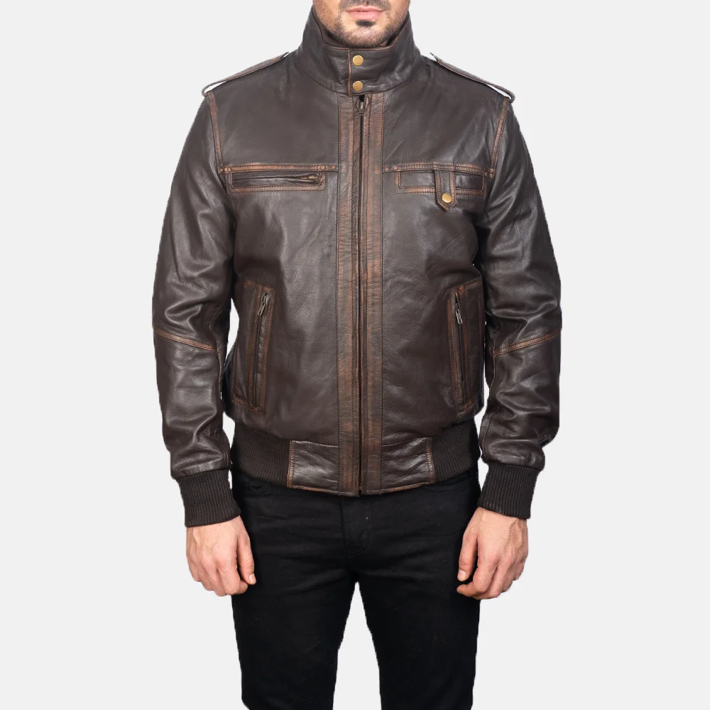 Glen Street Brown Bomber Affordable Leather Jacket