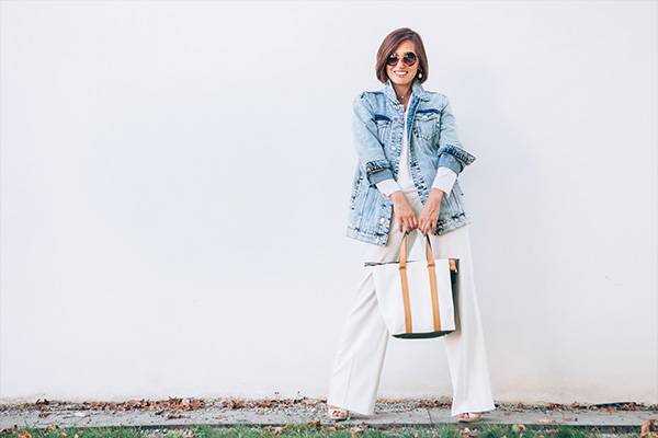 Denim Jacket with Bell Bottom Pants