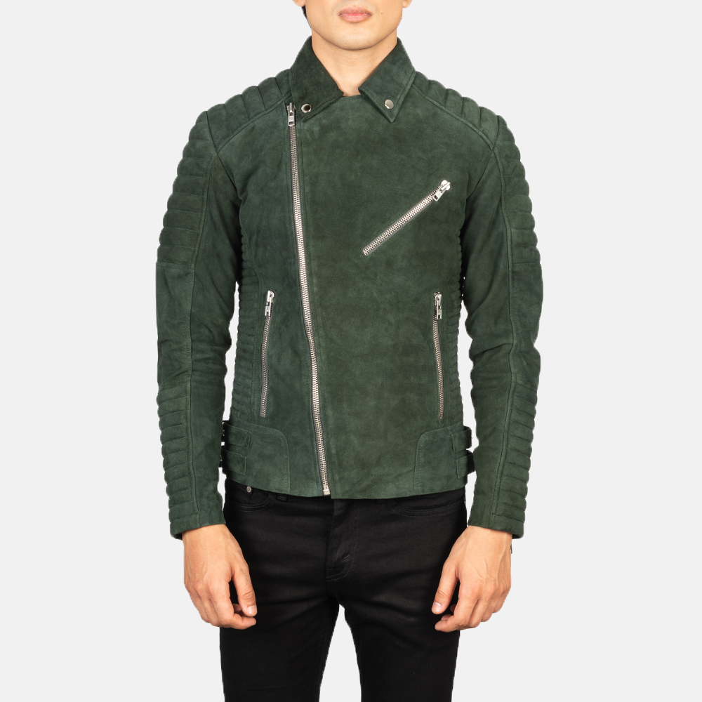 Armand Green Suede Moto Biker Jacket