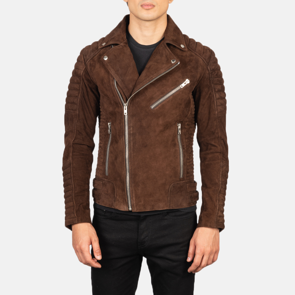 Armand Mocha Suede Moto Biker Jacket