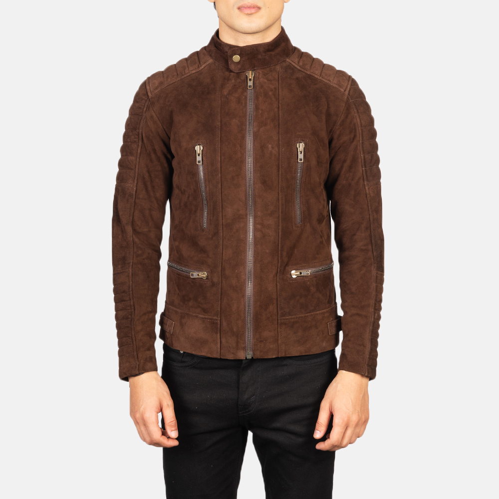 Damian Mocha Suede Moto Biker Jacket