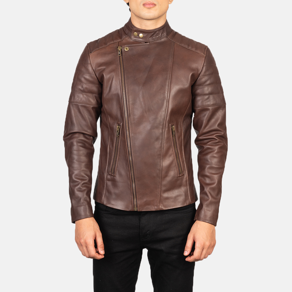 Faisor Brown Leather Biker Jacket 