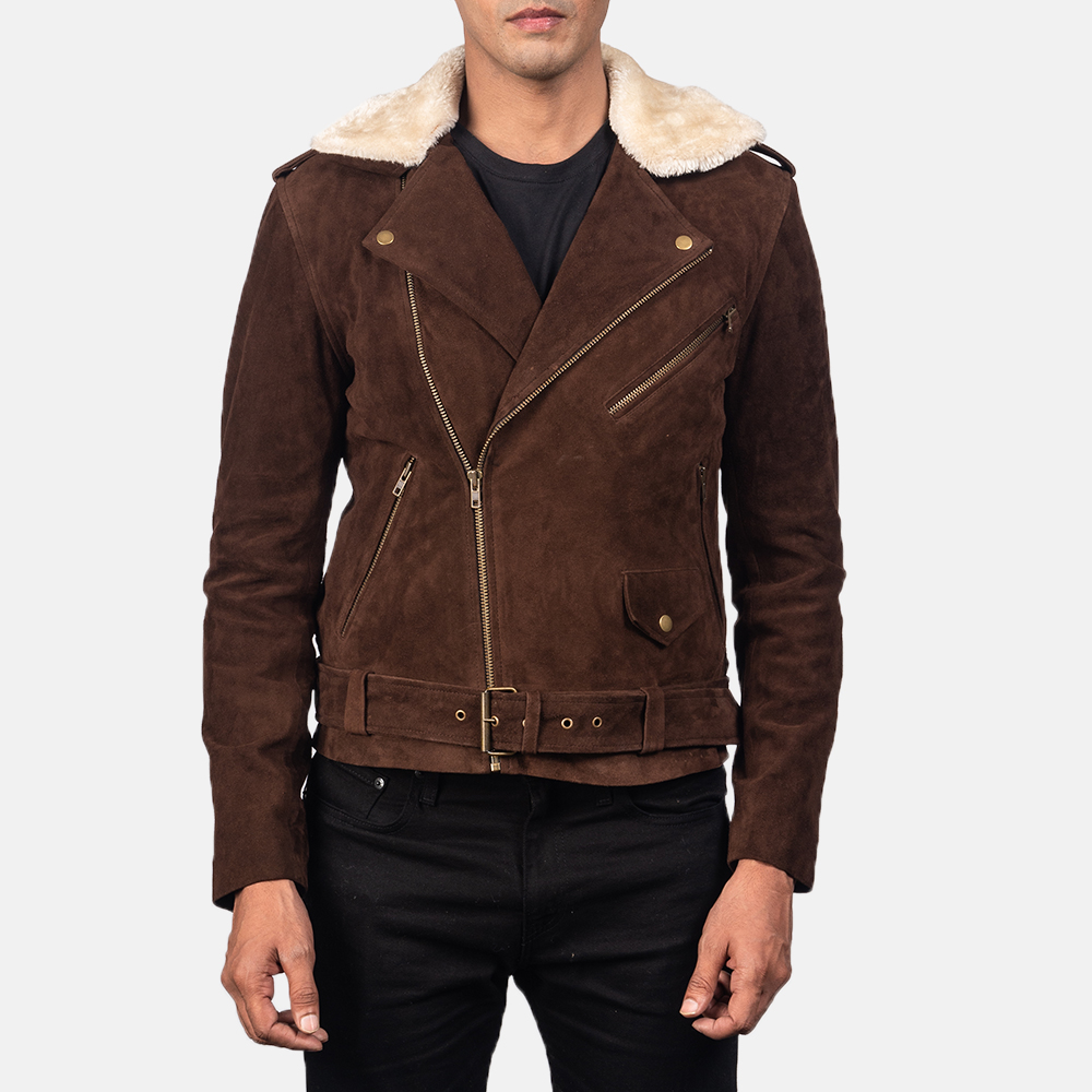 Furton Mocha Suede Moto Biker Jacket
