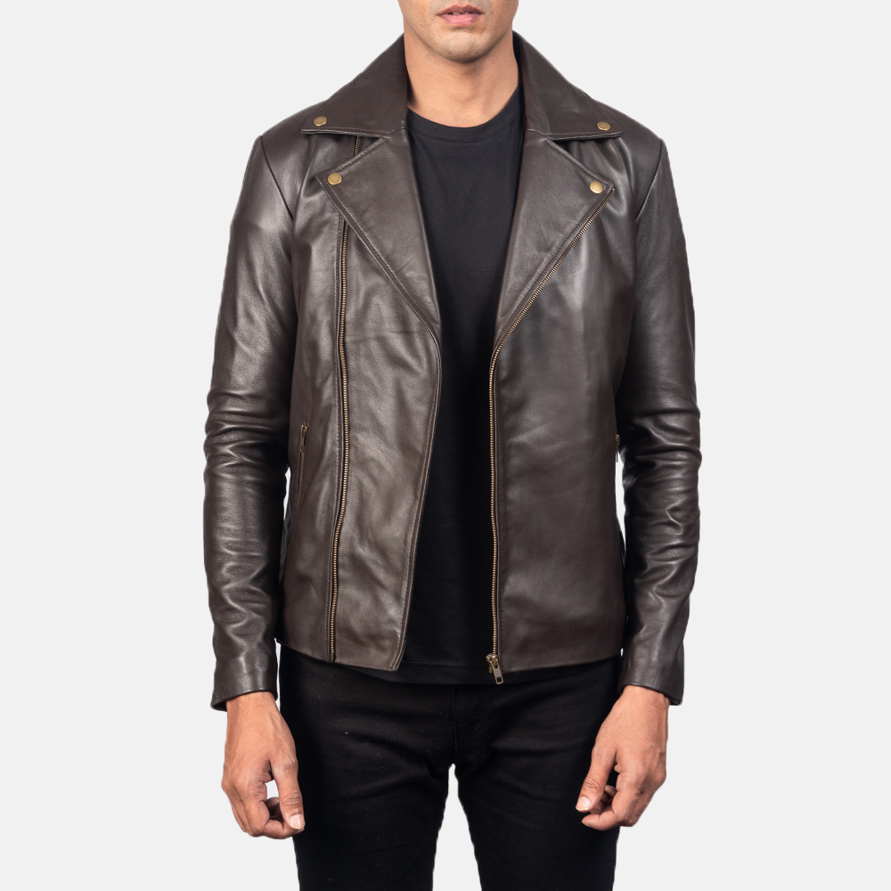 Noah Brown Leather Biker Jacket
