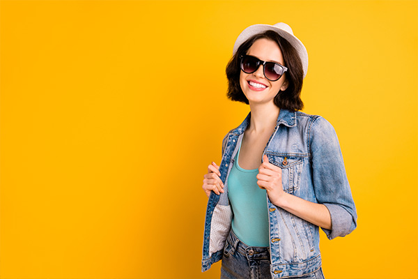 Short Denim Jacket with High Waisted Pants