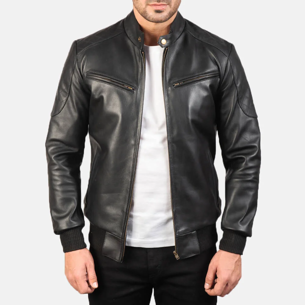 Buy BodyFit V4M Black-moto-biker-bomber-leather-jacket (Genuine Leather)  (3XL) at Amazon.in