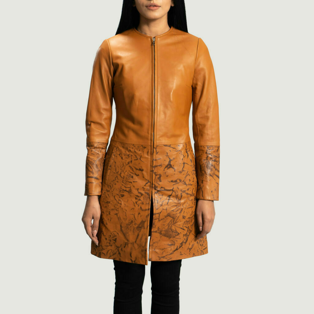 Sandy Tan Dye Leather Coat