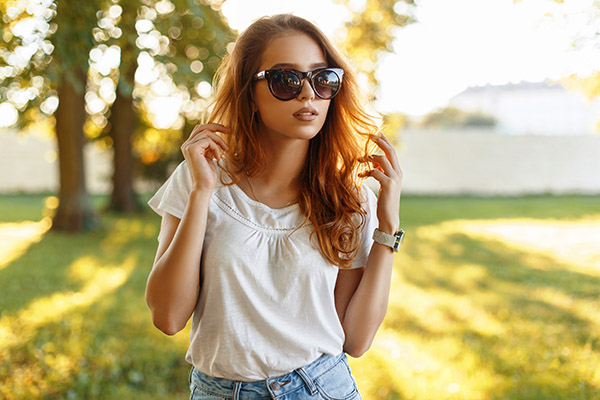 casual white shirt and jeans female