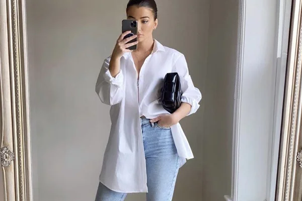 White Shirt And Jeans Style Women, Oversized Shirt Style, White Shirt  Style Tips Women