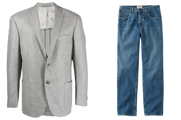 Grey Blazer + Dark Wash Jeans