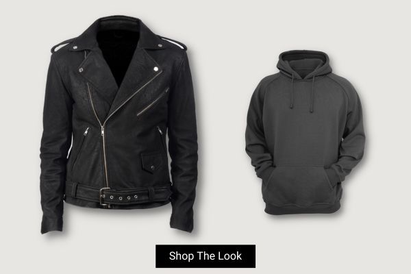 Hoodie With Black Leather Jacket