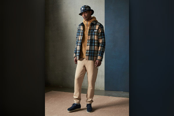 Plaid shirt + Hoodie with khaki pants