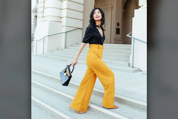 Office wear or small formal party look Mustard yellow top with black plazoo  pant 💛 | Mustard yellow top, Party looks, Yellow top