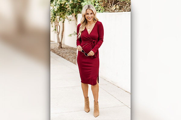 Women Fit and Flare Maroon Dress