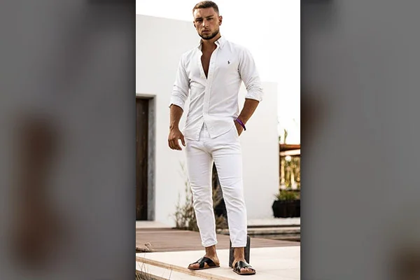 All white 2024 beach outfit men