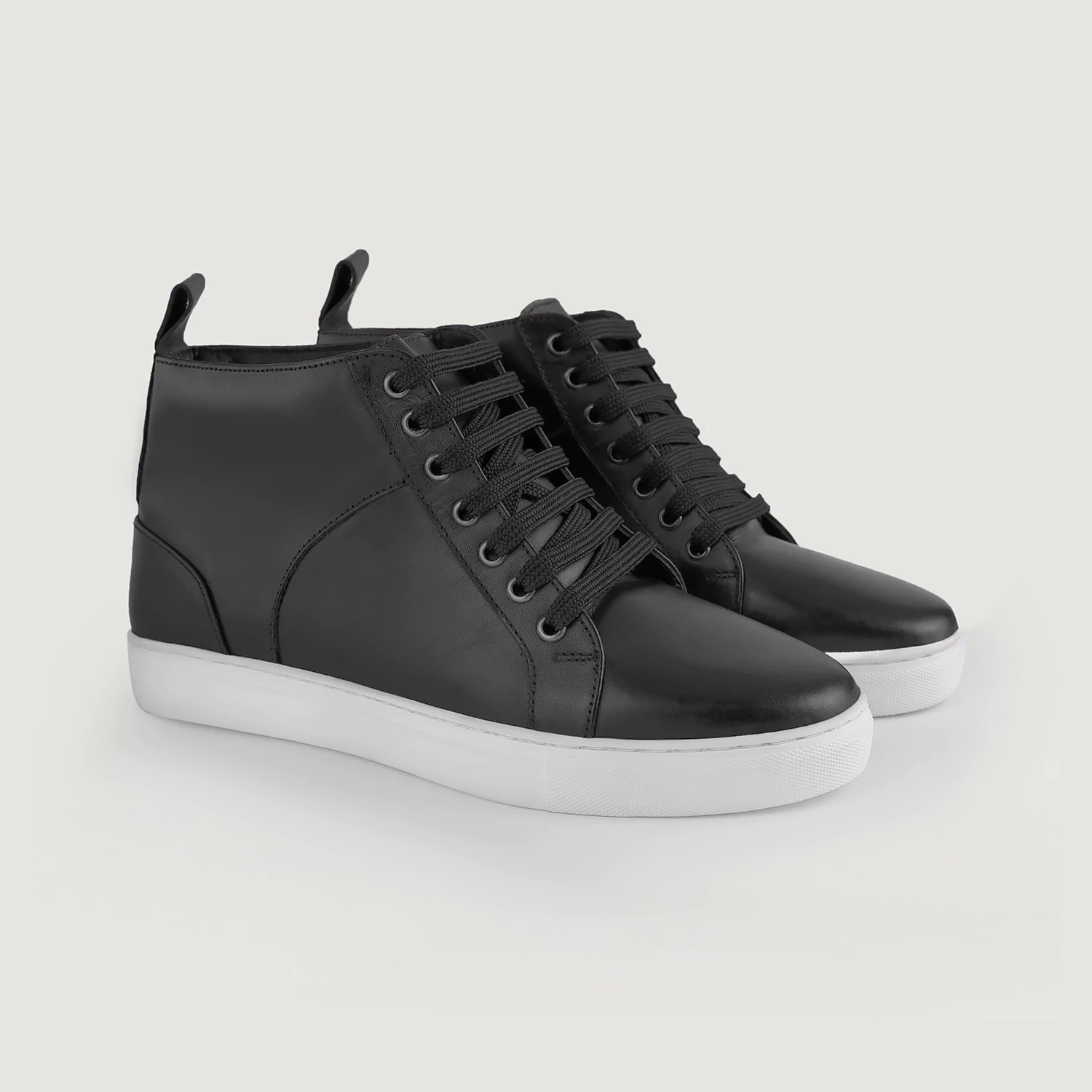 Marty High Top Black Leather Sneakers