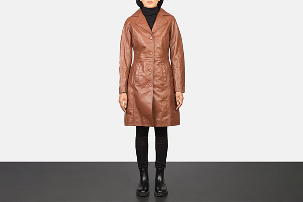 Alexis Brown Single Breasted Leather Coat