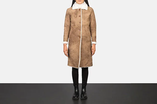 Alina Shearling Brown Leather Coat