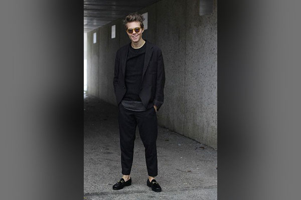 All black outfit with loafers