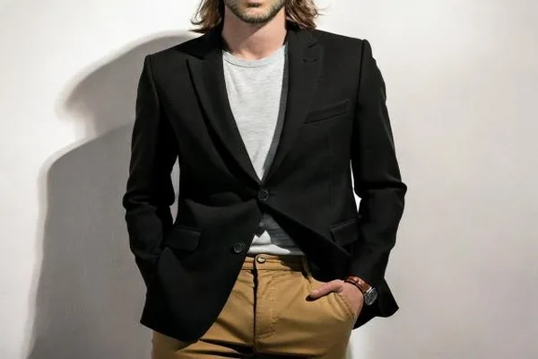 Black Blazer with Khaki Pants