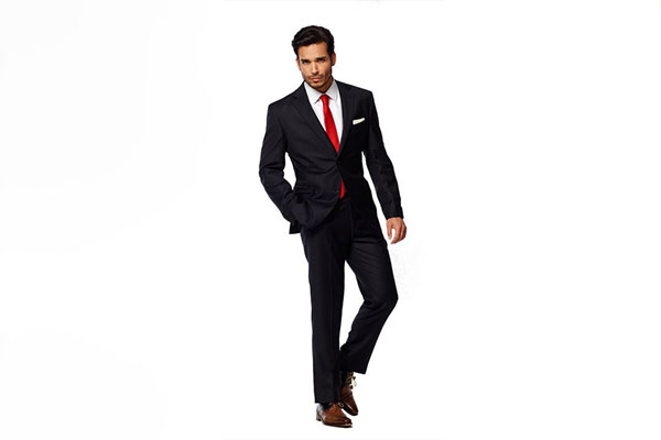 Black Suit with Red Tie