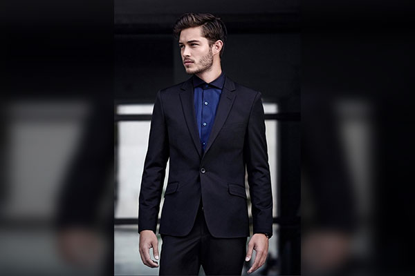 Black Suit with a Navy Blue Shirt