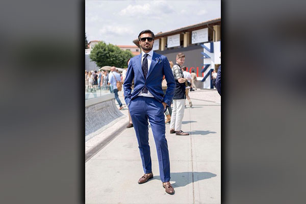 Blue Suit with Loafers