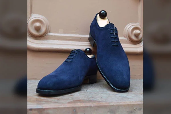 Blue suede dress sneakers